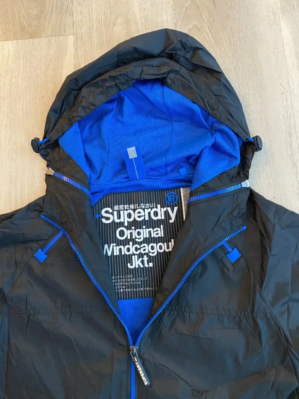 Superdry Windcagoule Jacket Black Blue Hooded Windbreaker Japan Edition Men’s M